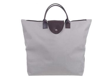 Custom Oxford Cloth Folding Portable Shopping Bag With PU Leather Handle