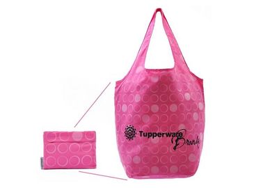 Fashion Pink Polyester Shopping Bag Foldable with Embroidery Logo