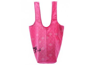 Fashion Pink Polyester Shopping Bag Foldable with Embroidery Logo
